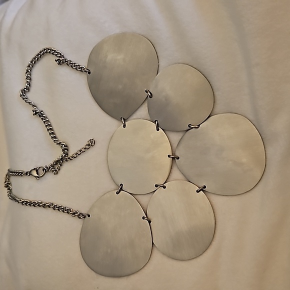 Vintage Stainless Steel Industrial Modernist Armor Bib Chain Necklace - Picture 2 of 7